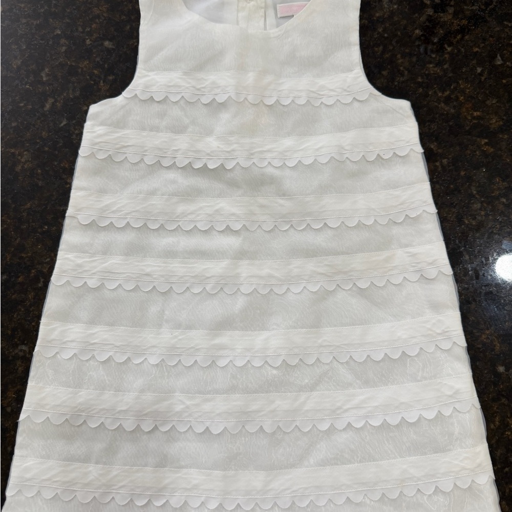 Janie and Jack White Scalloped Tiered Girls Dress